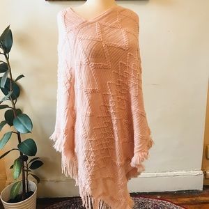 Pale Pink Rose Poncho Shawl NWT